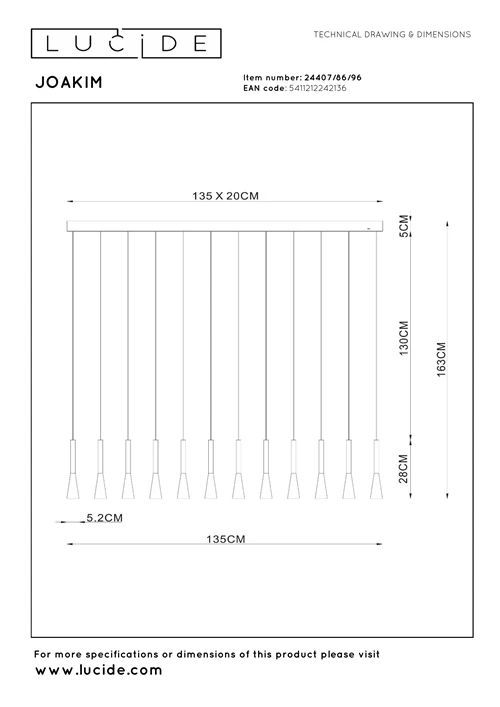 Lucide JOAKIM - Pendant light - LED Dim. - CCT - 12x7W 2700K/4000K - Coffee | Premium - technical